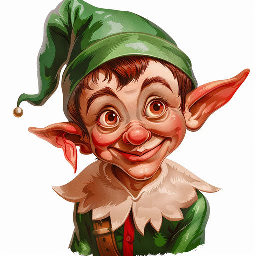 Elf clipart in photorealistic style with flat white background