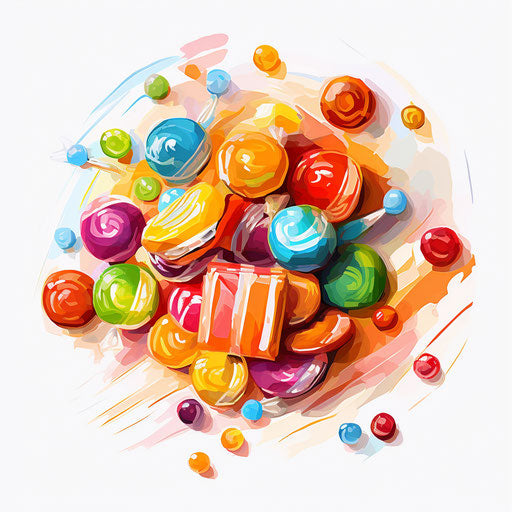 Candy in Impressionistic Art style on white background