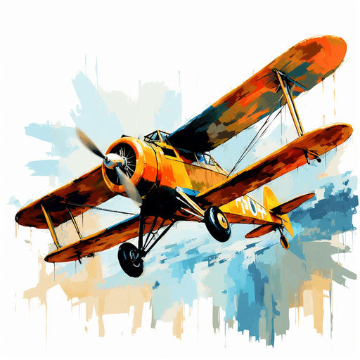 Airplane clipart in the style of Impressionistic Art, on a white background