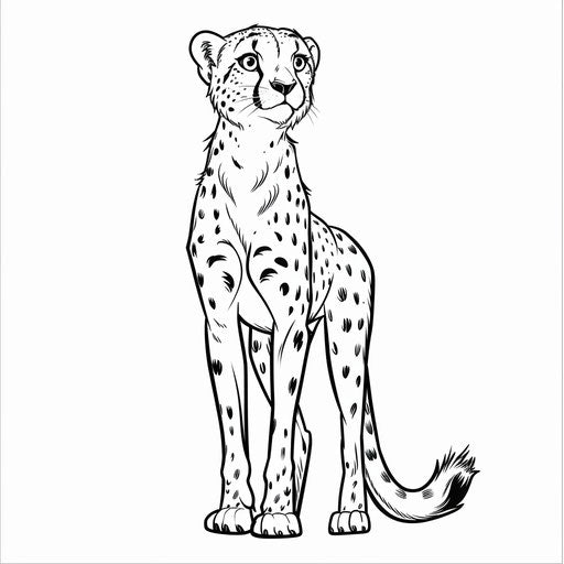 Cheetah ready to pounce, easy coloring page