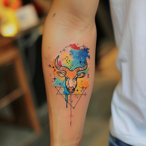 Dynamic sketch of the Taurus constellation with expressionist art strokes and vivid colors