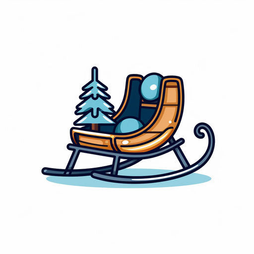 Minimalist style sled illustration on white background