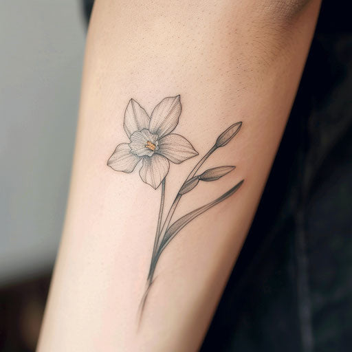Minimalist Narcissus Flower Tattoo Line Art