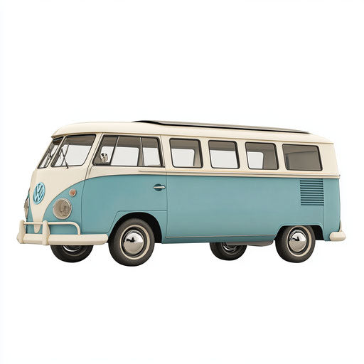 3D Minivan on flat white background, isolated clipart