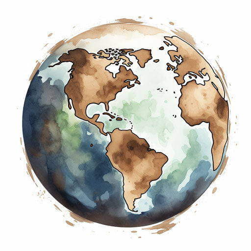 Earth clipart in the style of Chiaroscuro Art, white background