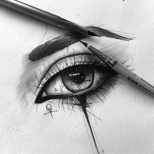 Black and grey realism Eye of Horus tattoo draft
