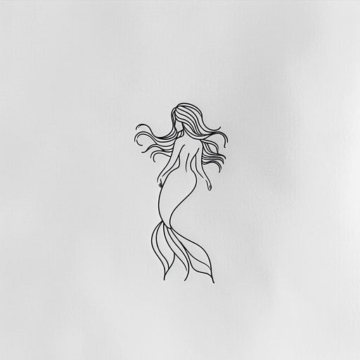Elegant mermaid tattoo in minimalist style
