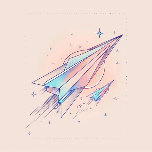 Flat tattoo sketch of paper airplane in beautiful clipart style