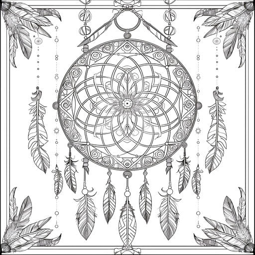 Dream catcher with intricate designs and Native American motifs