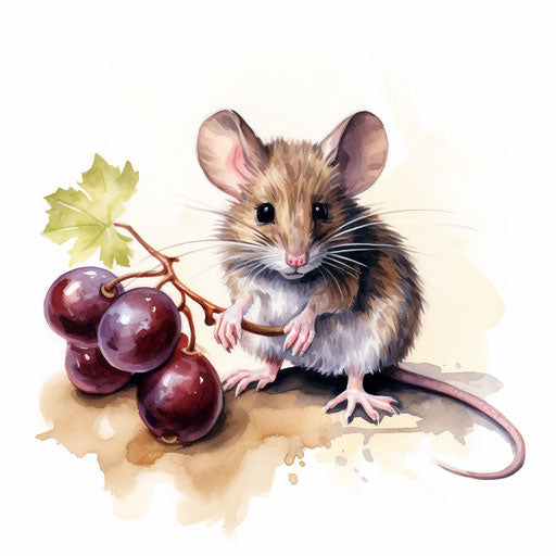 Mouse illustration in the style of Oil painting, on white background