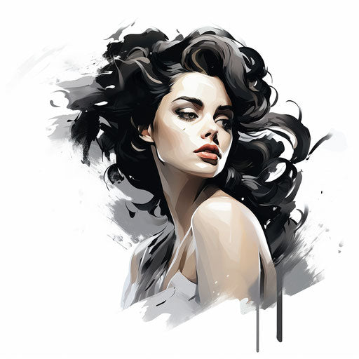 Illustration in the style of Chiaroscuro Art, on white background