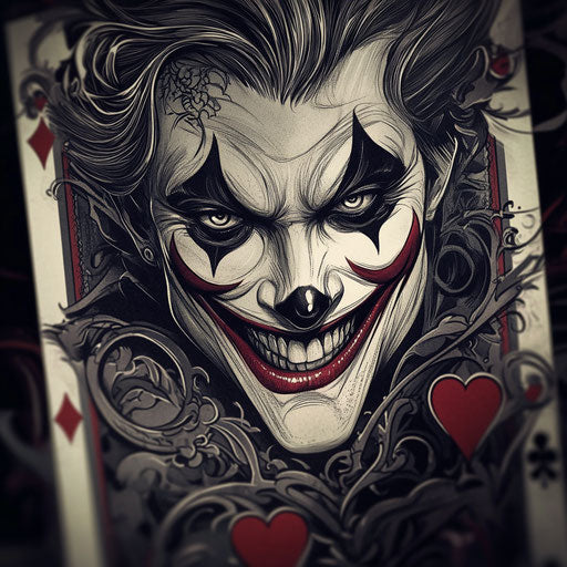 Flat tattoo sketch of joker card, beautiful and intricate