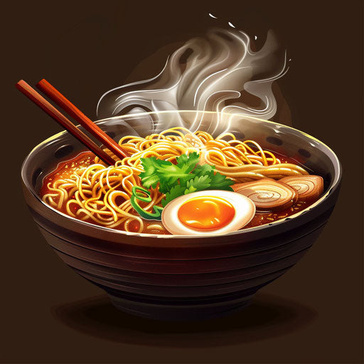 Realistic ramen clipart with random flat background