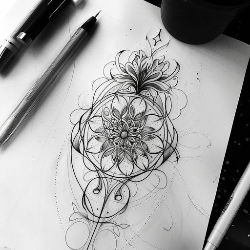 Art nouveau style tattoo sketch of the Flower of Life