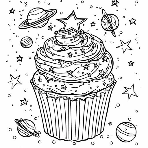 Galactic cupcake with stars and planets