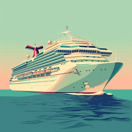 Cruise ship with random flat background and vintage filter