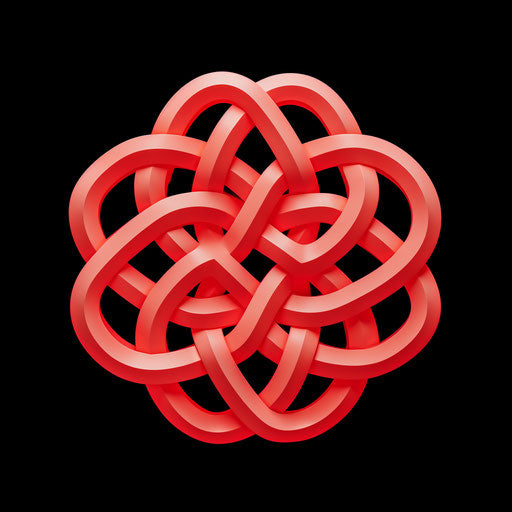 Red and white Chinese knot symbol in Necronomicon style