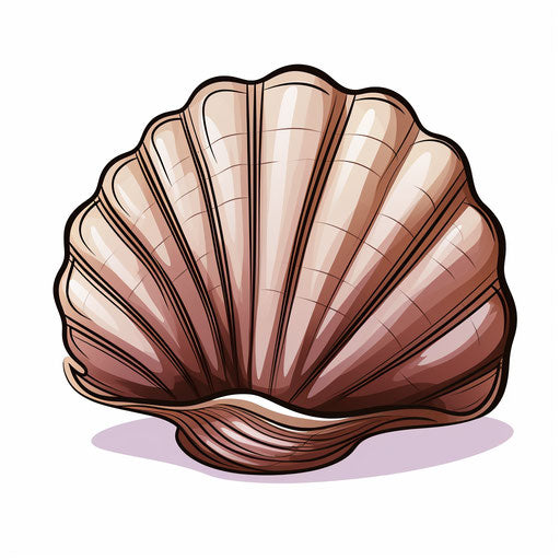 Clam illustration in the style of Chiaroscuro Art, on white background