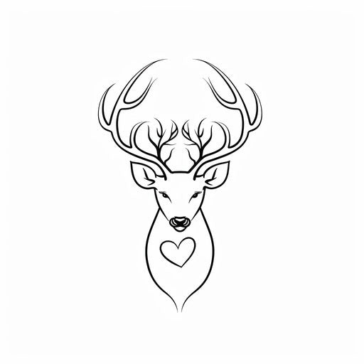 Elegant silhouette of a deer with a heart-shaped antler