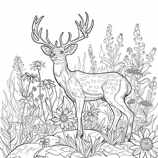 Deer in a meadow of wildflowers