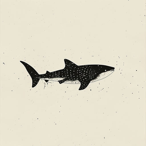 Minimalist flat silhouette of whale shark with sleek design