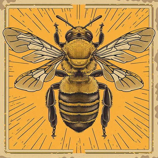The golden bumblebee - Original hand drawn illustration in vintage comic style