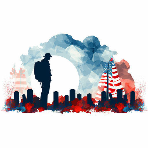 Memorial day clipart in Minimalist style, on white background