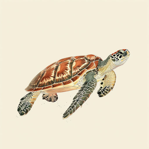 Turtle clipart in photo realistic style on cream background