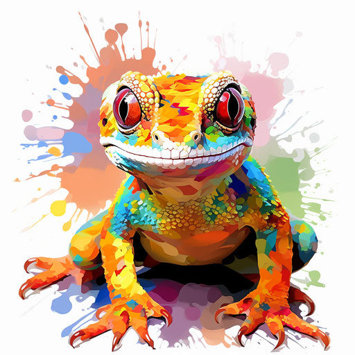 Gecko clipart in the style of Impressionistic Art, on a white background