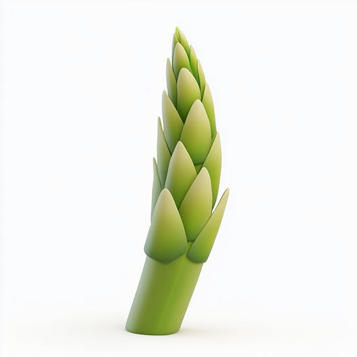 3D Asparagus in photo realistic style with a flat white background, isolated clipart