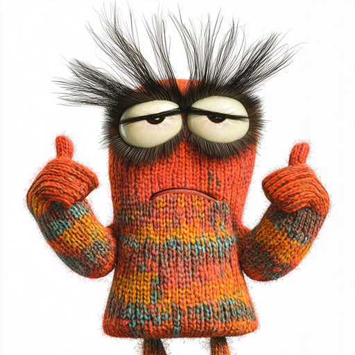 Humorous caricature of a sweater with human characteristics