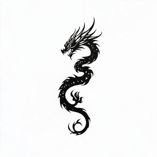Minimalist dragon tattoo for women in clipart style