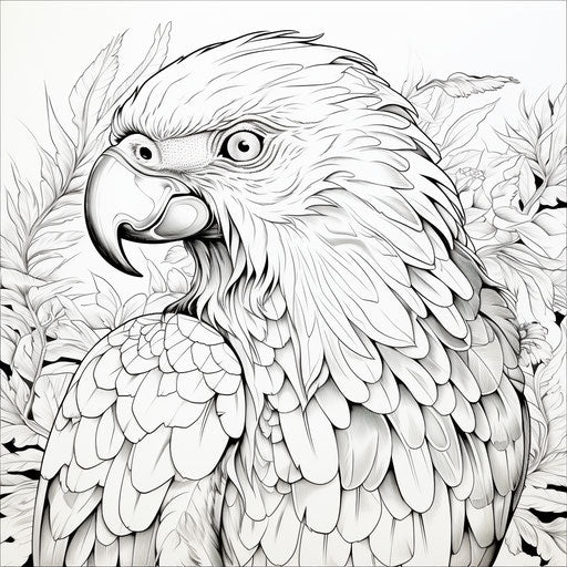 Adult coloring pages: realistic bird's-eye view