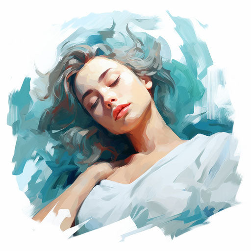 Sleep illustration in the style of an oil painting, on a white background