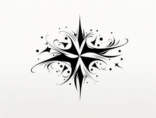 Black star with multiple stars, minimalist brush style