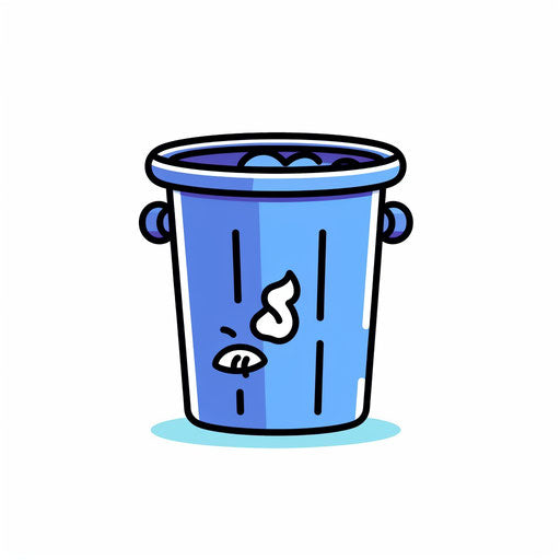 Minimalist garbage bin symbol on white background