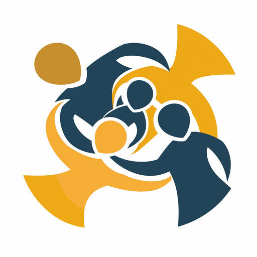 Community support and human connection through abstract figures