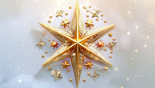 Golden star with stars and white background, Amanda Sage style, 2D game art, hip hop influenced 37:21