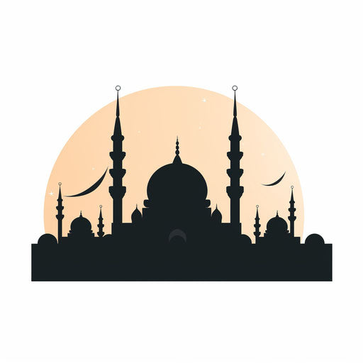 Mosque silhouette in Minimalist style, on white background