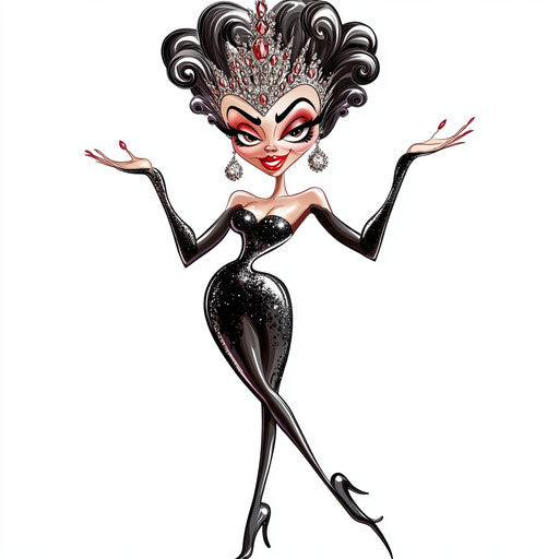 Humorous caricature of a tiara with human characteristics