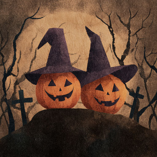 Friendly Pumpkins in a Spooky Setting