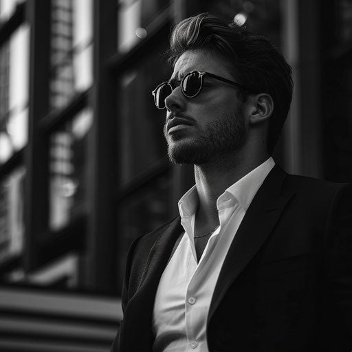 Sleek black-and-white business man image