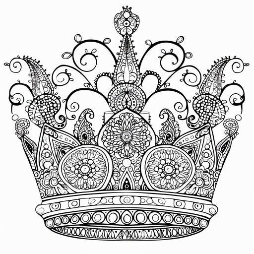 Intricate zentangle crown with complex patterns