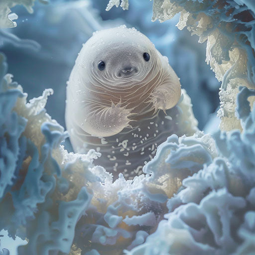 Tardigrade in a snowy microscopic world
