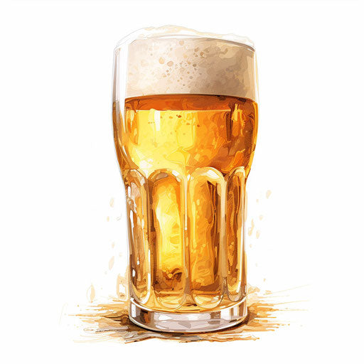 Beer clipart in the style of Oil painting, on white background