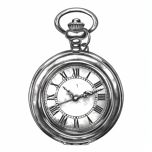 Vintage pocket watch with roman numerals, minimalist