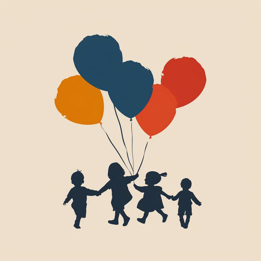 Children as balloons symbolizing imagination and freedom