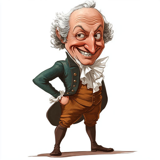 Humorous caricature of a Johann Wolfgang von Goethe clipart image with human characteristics