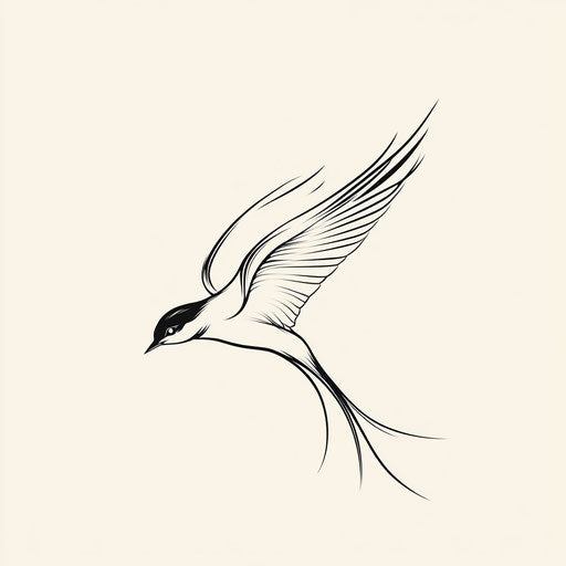 Simple tattoo sketch for women, bird in flight