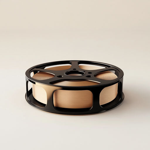 3D film reel in photorealistic style with flat white background